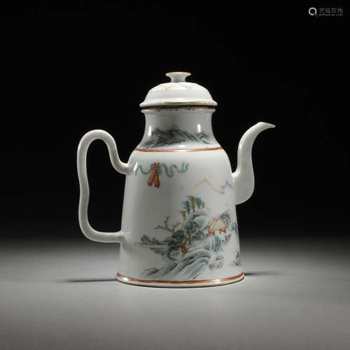 Qing Dynasty pastel colored figure pot