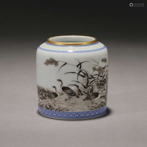 Qing Dynasty, enamel ink water vase