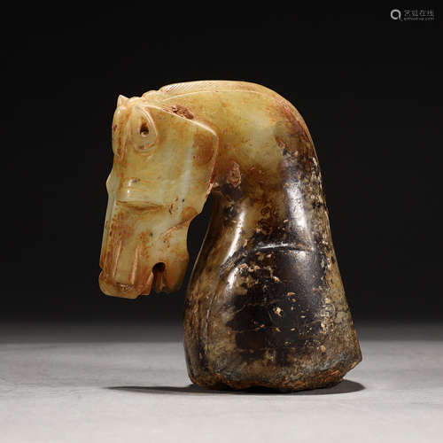 Ancient Hetian jade horse head