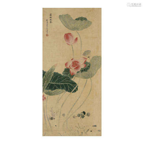 Silk scroll Yun Bing: Lotus