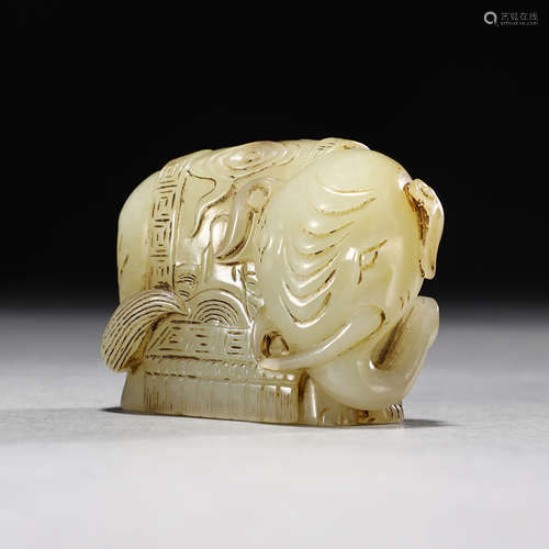 Ancient white jade elephant