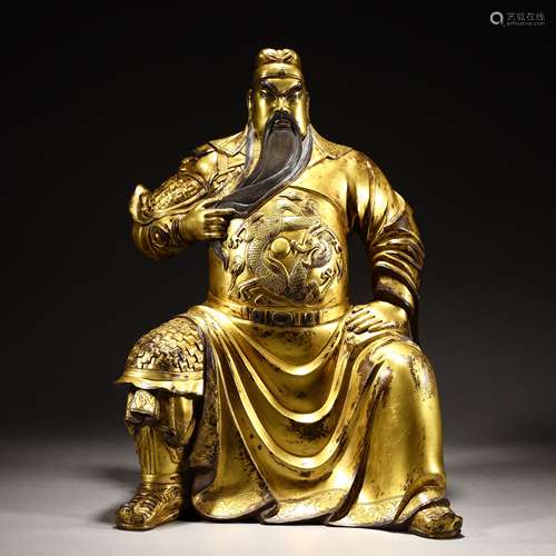 Gilt bronze statue of Guan Gong, Qing Dynasty