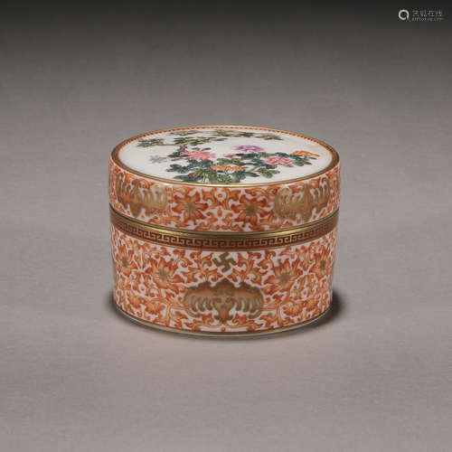 Qing Dynasty, vanadium red color incense box