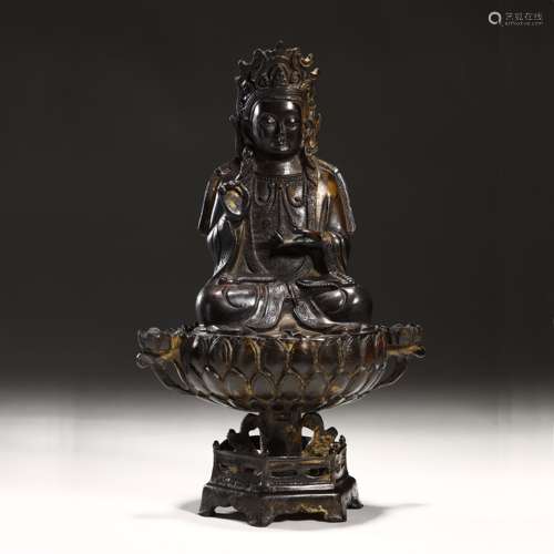 Ming Dynasty: bronze clay bodhisattva statue（Gilt shedding）