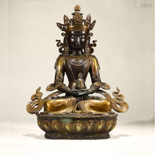 Qing Dynasty, partially gilded bronze statues