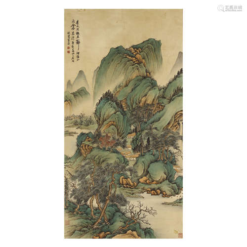 Silk scroll Lan Ying: green landscape picture