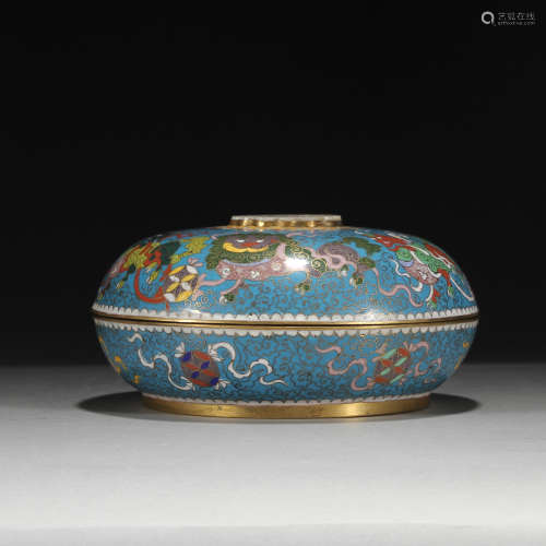Qing Dynasty, cloisonne inlaid with Hetian white jade holdin...