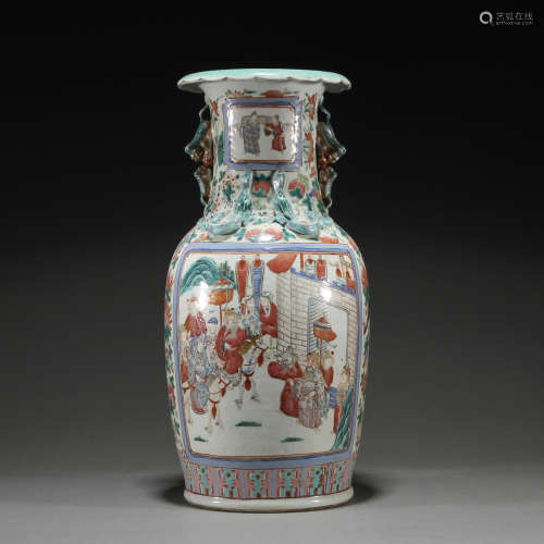 Qing Dynasty enamel figure amphora