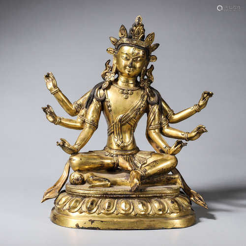 CHINESE GILT BRONZE FIGURE OF NAMGYALMA