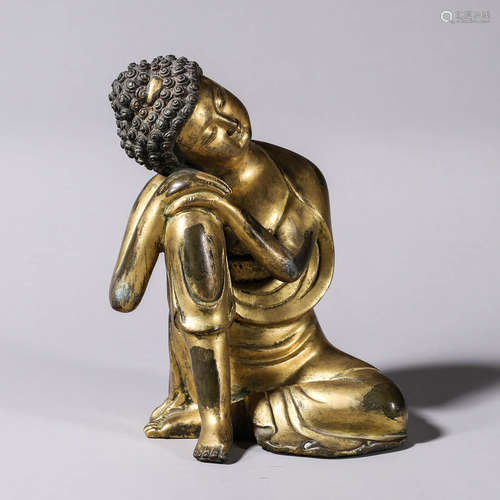 CHINESE GILT BRONZE SEATED BUDDHA