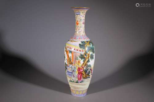 CHINESE FAMILLE ROSE PORCELAIN VASE, MARKED