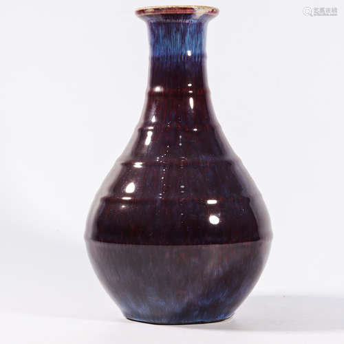 A FLAMBE GLAZE PEAR-SHAPED VASE