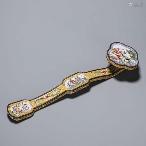 CHINESE BRONZE ENAMEL RUYI