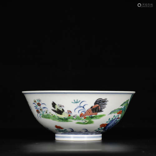 CHINESE DOUCAI PORCELAIN BOWL, MARKED