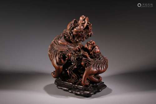 CHINESE BAMBOO CARVED FOOLION CENSER