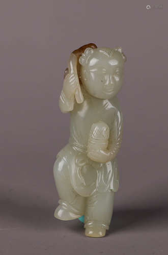 CHINESE CELADON JADE BOY