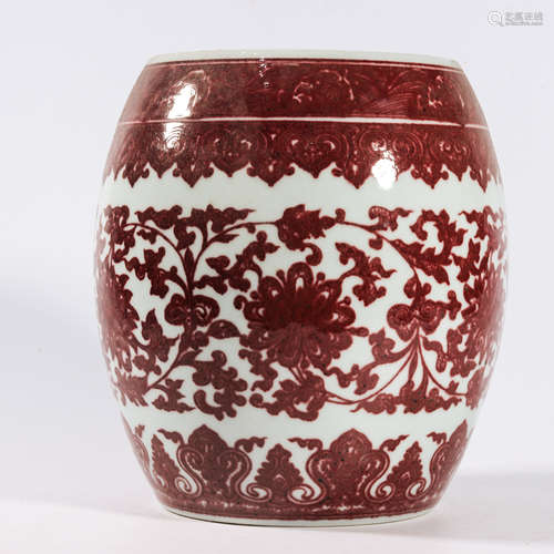 AN IRON-RED GLAZE ‘INTERLOCKING LOTUS’ JAR