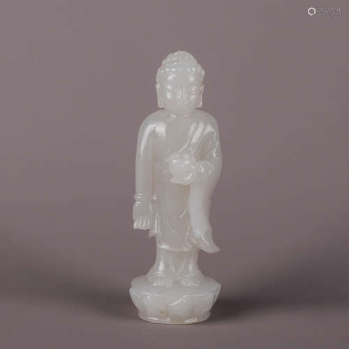 CHINESE WHITE JADE SHAKYAMUNI