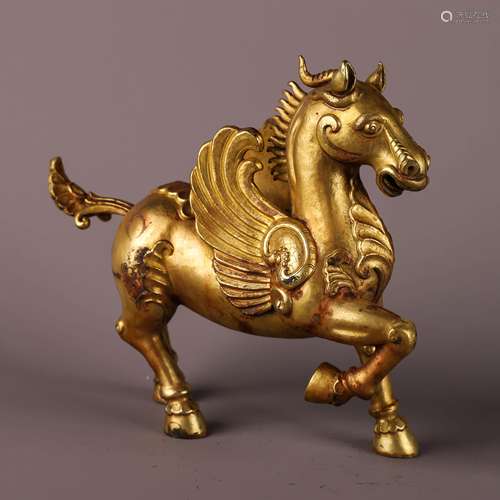 CHINESE GILT BRONZE PEGASUS