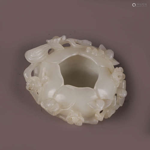 CHINESE WHITE JADE CARVED BRUSH WASHER