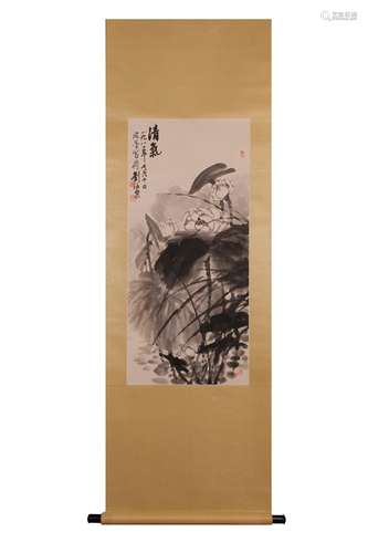 CHINESE INK AND COLOR SCROLL PAINTING