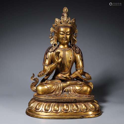 CHINESE GILT BRONZE FIGURE OF AMITAYUS