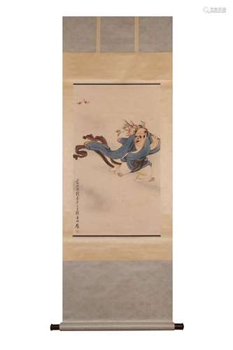 CHINESE INK AND COLOR SCROLL PAINTING