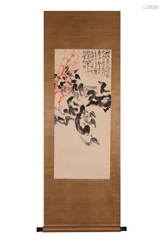 CHINESE INK AND COLOR SCROLL PAINTING