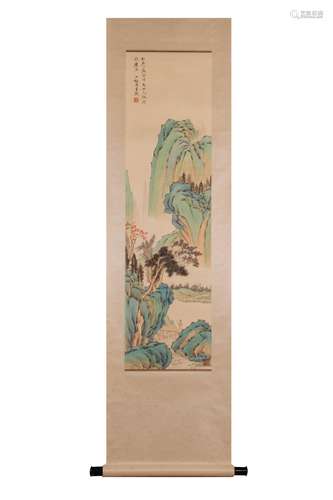 CHINESE INK AND COLOR SCROLL PAINTING