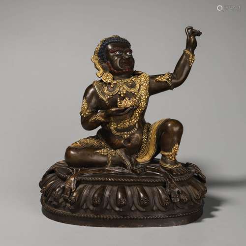 CHINESE GILT BRONZE FIGURE OF VIRUPA