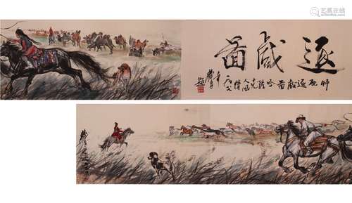 CHINESE INK AND COLOR HANDSCROLL PAINTING