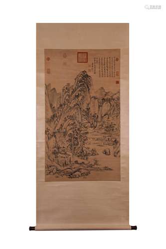 CHINESE INK AND COLOR SCROLL PAINTING