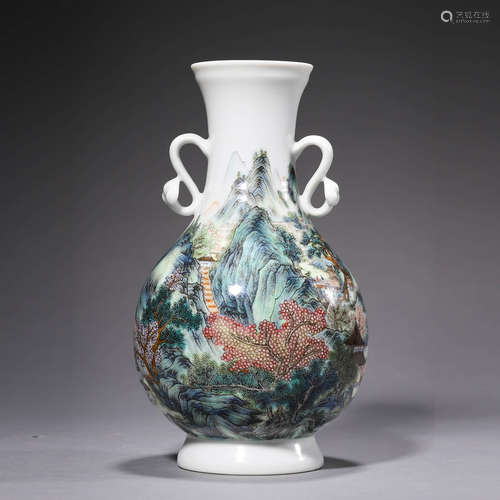 CHINESE FAMILLE ROSE PORCELAIN VASE, MARKED