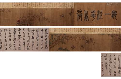 CHINESE INK AND COLOR SCROLL PAINTING