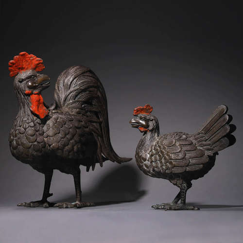 CHINESE BRONZE ROOSTERS