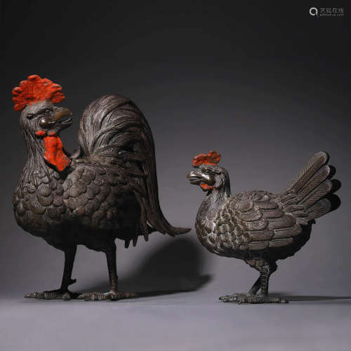 CHINESE BRONZE ROOSTERS