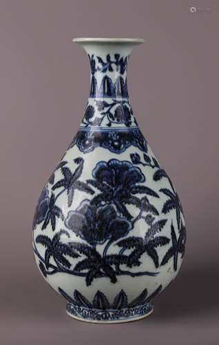 CHINESE BLUE WHITE YUHUCHUN PORCELAIN VASE