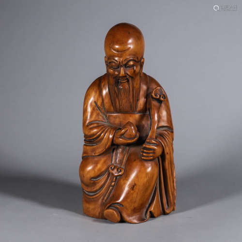 CHINESE HARD WOOD CARVED LAOSHOU