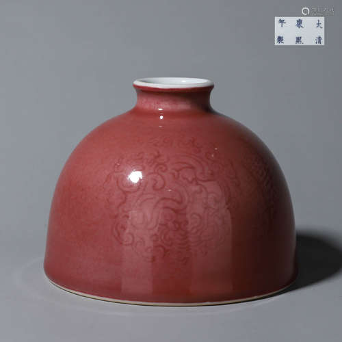 CHINESE OXBLOOD GLAZED PORCELAIN WATER COUPE, MARK