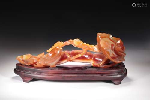 CHINESE AGATE CARVED RUYI