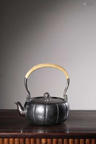 CHINESE SILVER TEA POT, MARKED