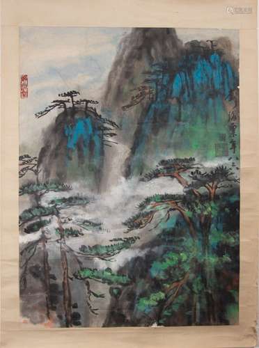 CHINESE INK AND COLOR SCROLL PAINTING