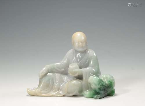 CHINESE JADEITE CARVED SEATED LOHAN