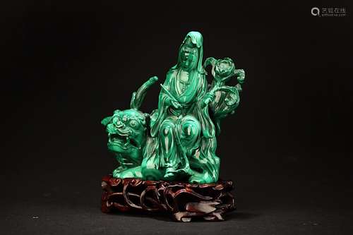 CHINESE MALACHITE CARVED GUANYIN