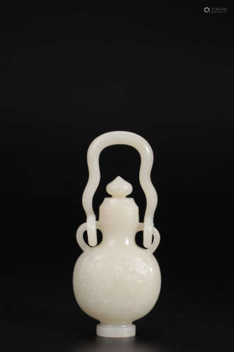 CHINESE WHITE JADE COVER VASE