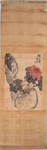 CHINESE INK AND COLOR SCROLL PAINTING