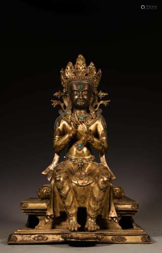 CHINESE GILT BRONZE SEATED AMITABH