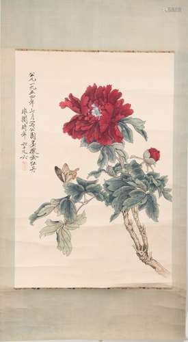 CHINESE INK AND COLOR SCROLL PAINTING