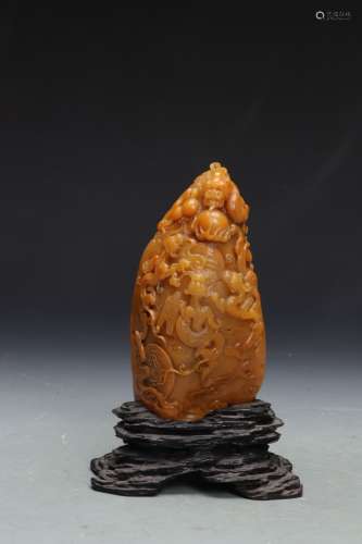 CHINESE YELLOW SOAPSTONE LANDSCAPE BOULDER