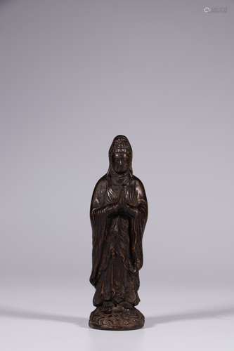 CHINESE WOOD FIGURE OF GUANYIN